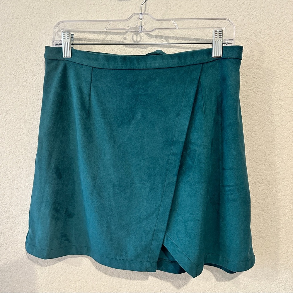 🖤❣️ Living Doll Los Angelos Green Faux Suede Tie Waist High Rise Mini Skirt XL